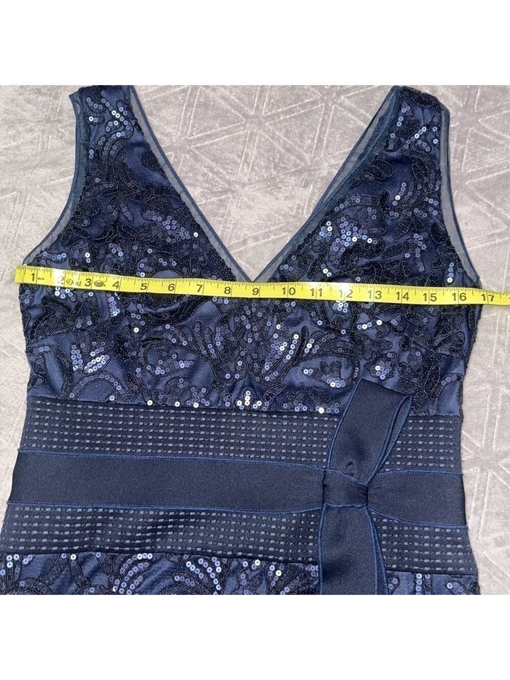 Tadashi Navy Blue V Neck Sequins maxi dress - Picture 10 of 12
